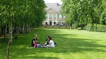 family picnic on the lawn in Berlin