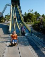 Sliding children on the playground