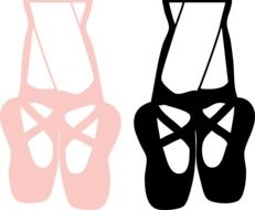 pink and black ballet shoes