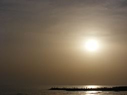 bright sunset over the beach