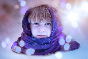 bokeh lights around pretty girl face