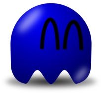 drawing of a blue cartoon character from pacman