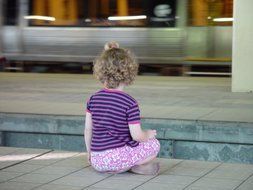 child at the subway station