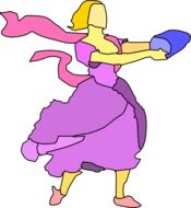 drawing of a girl in a purple dress with a scarf