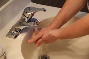 Washing hands with water