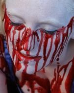 girl's face in blood