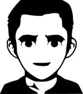 black and white avatar of man