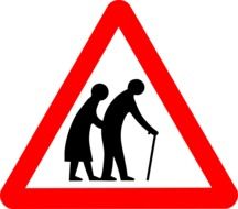 sign on the road in the form of skip older people