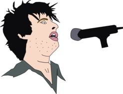 drawing of a singer near the microphone
