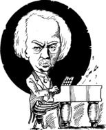 drawing of a man near the piano