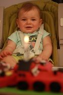 cake with candle for child's birthday