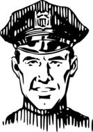 black and white drawing of a policeman