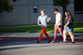 teenagers walking outside