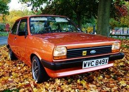 orange retro car Ford Fiesta