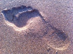 footprint on sand close up