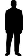 Black silhouette of the standing person at white background
