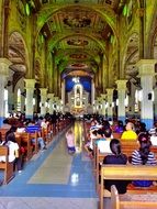 interior of catholic church with people