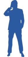 blue silhouette of person in a suit
