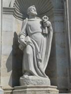 sculpture on the wall of the cathedral in the style of baroque