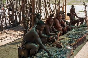 African tribe engaged in craft in Namibia