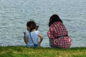 children near the water