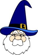 wizard in a blue cap as a graphic image