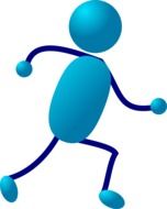 blue human figure on a white background