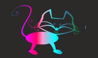 cat as an illustration on a black background