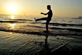 Sunset on the beach in India