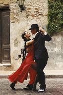 beautiful couple dancing tango, argentina