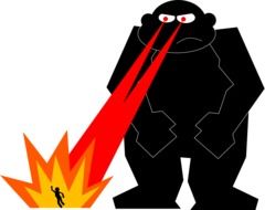drawn black monster with a fiery look