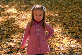cute little girl in pink coat