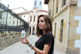 Beauty girl walking on a street