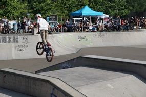 man riding bike sport jump extremely