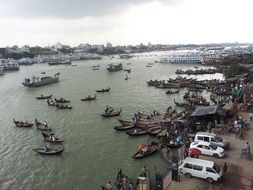 People near the Buriganga river in Dhaka, Bangladesh