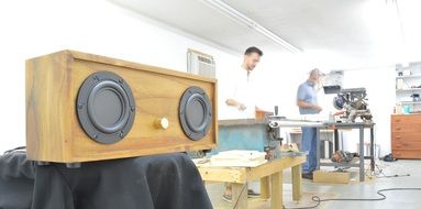 wooden column in the workshop