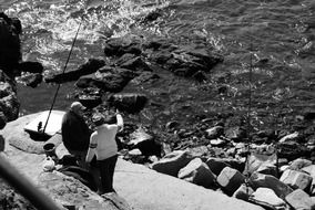 Fishing near the rocks