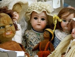 vintage antique dolls in the store