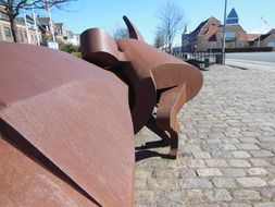 red metal sculpture in denmark