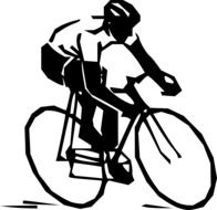 black silhouette of a cyclist as a graphic image