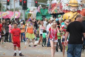 crowd of people on street, irish parade