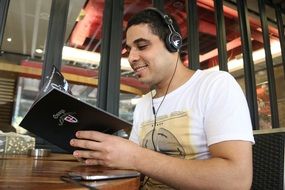 foreigner is listening to music