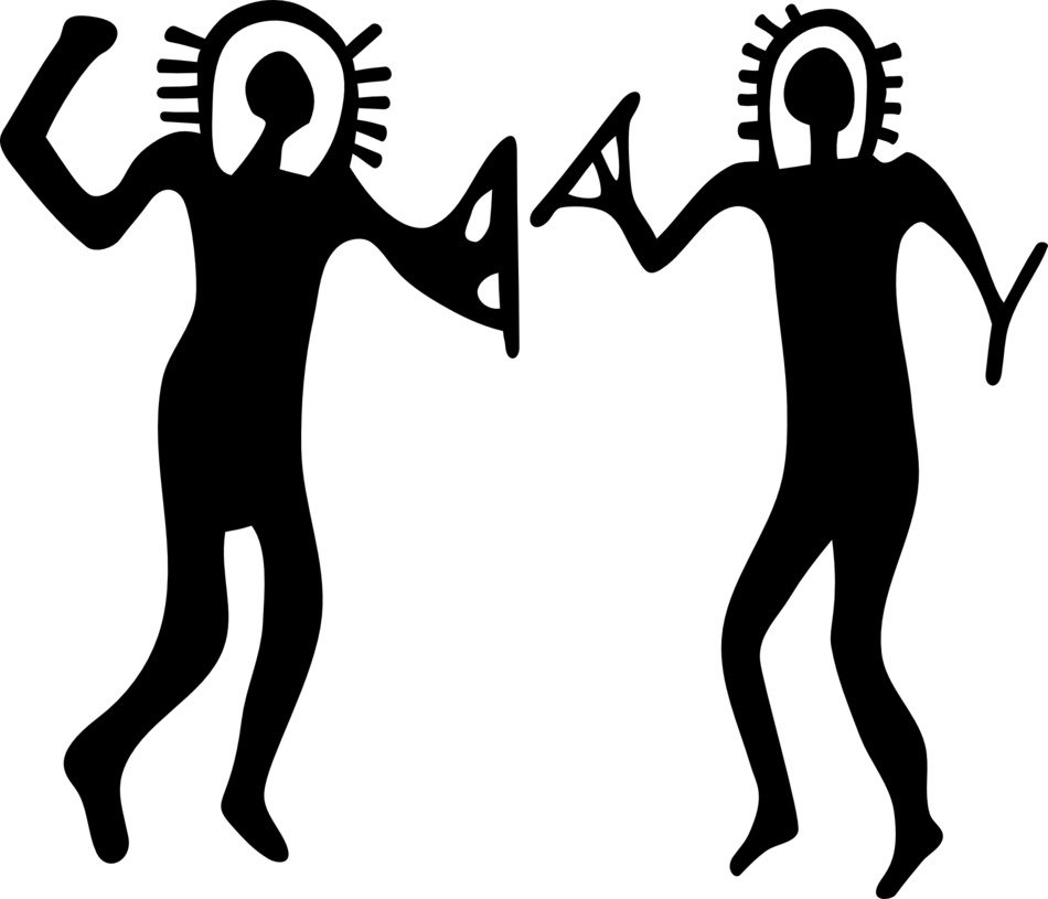 silhouettes of astronauts in dance