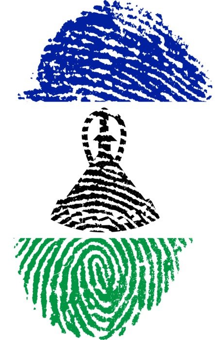 drawing of lesotho flag fingerprint