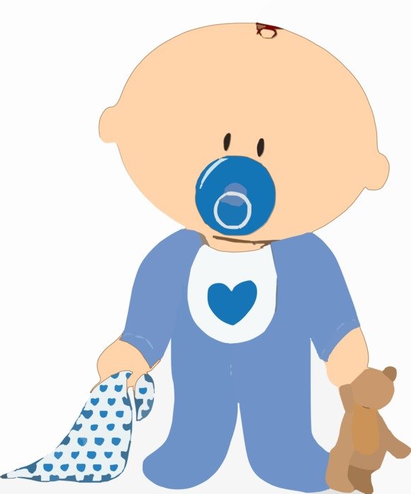 Picture of baby in blue clothes