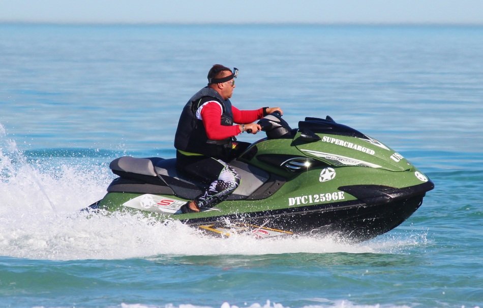 man on the green waterjet