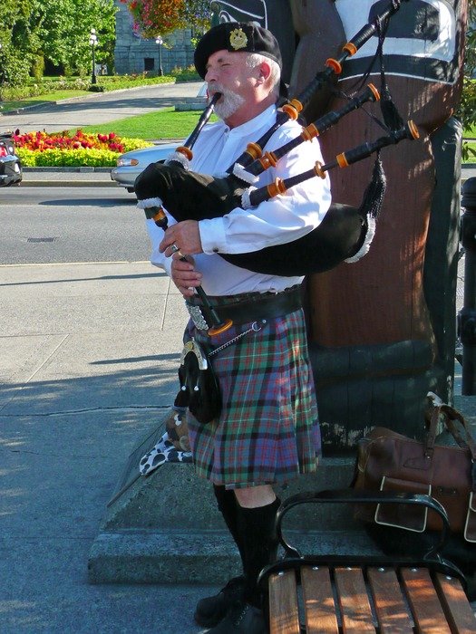 Bagpiper on the street in British Columbia