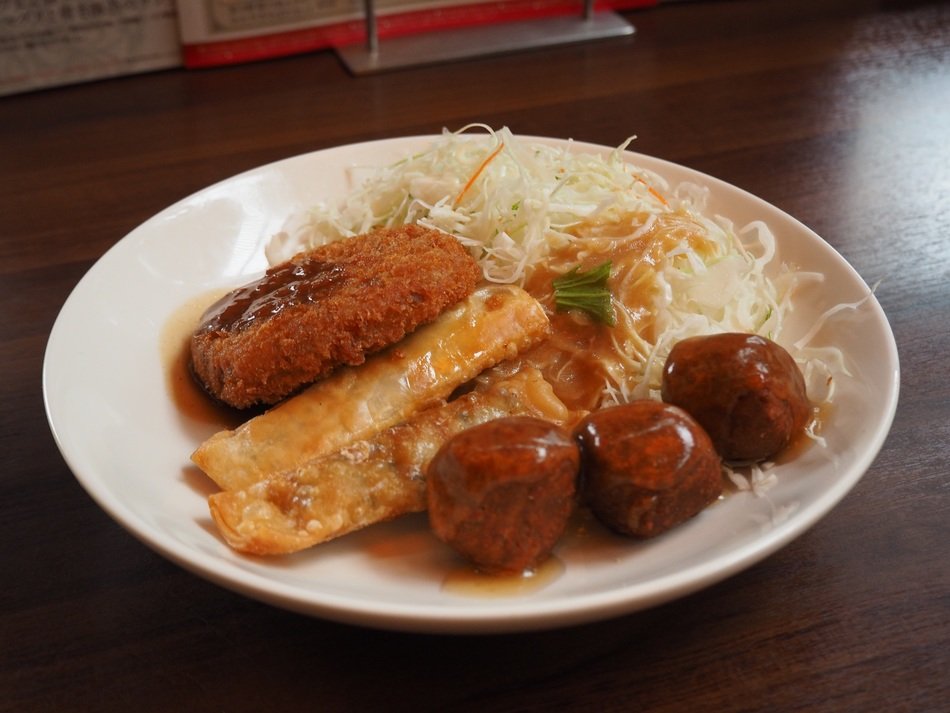 meatballs, croquettes and cabbage for lunch