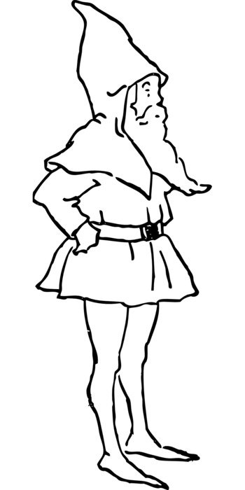 black and white drawing of elfin