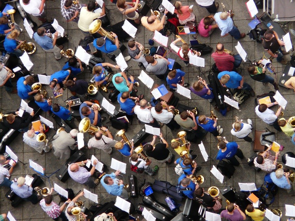 Top view of musicians